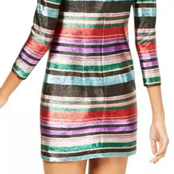 Trina Turk Metallic Multicolor Shift Dress 4 Rainbow Evening Party Cocktail - Picture 4 of 12
